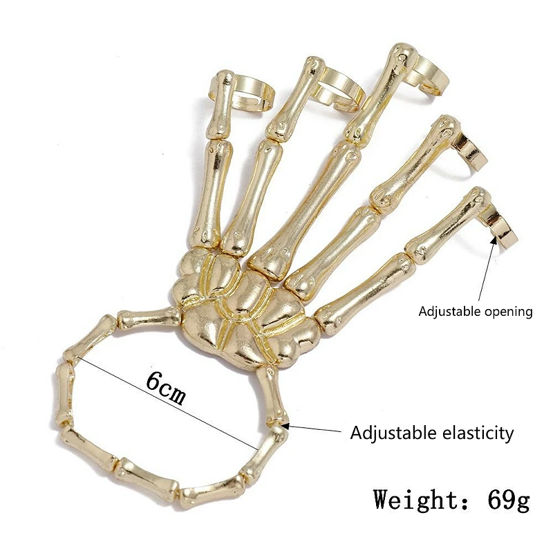 

Halloween Bracelet For Women Gothic Punk Hand Skull Skeleton Elasticity Adjustable Bracelet Bangles Femme Party Accessories