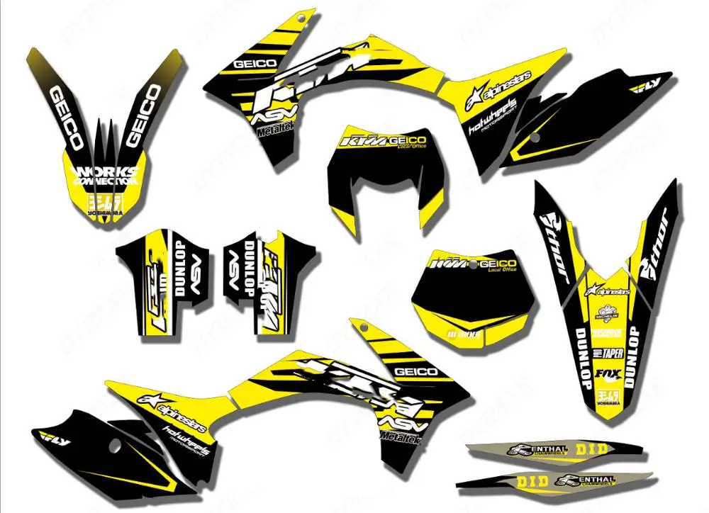Новый стиль TEAM GRAPHICS с подходящими фонами для KTM 125 200 250 300 350 450 500 SX SXF EXC 2012 2013 XC