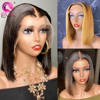 eva glueless lace front human hair wigs for black women straight short bob wig highlight blonde brazilian ombre lace front wig
