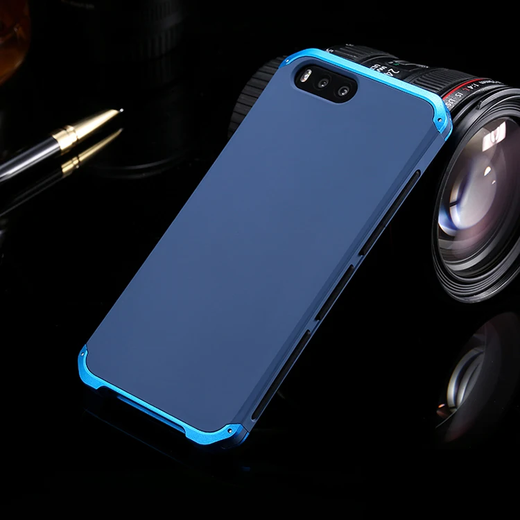 Blue Blue Side Текстурированная анти-осенняя Металлическая Рамка PC задняя пластина для Xiaomi mi 6 M6 mi 6 алюминиевый сплав Мобильный mi 6 бампер чехол с подарком - Цвет: Blue Blue Side