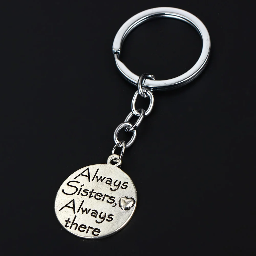 

12PC Always Sisters Always There Keyring Round Pendant Family Women Girls Keychain Sister Best Friends Gifts Friendship Jewelry