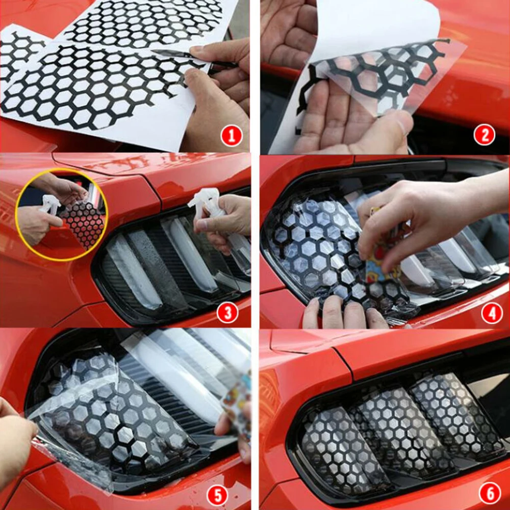 

For Ford Stickers Mustang Honeycomb Shape 2015-2019 Perfect Fit Tail Light