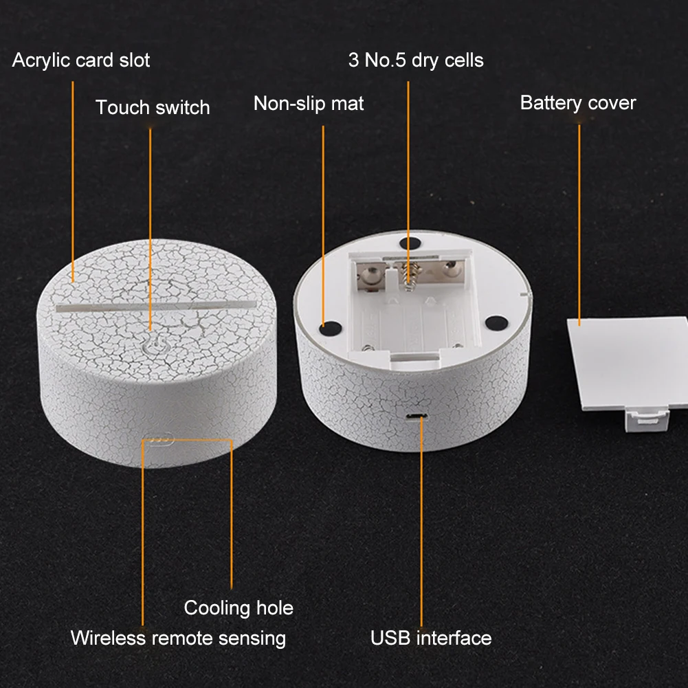 3D светодиодный ночник в форме совы сменный Настольный светильник 7 цветов