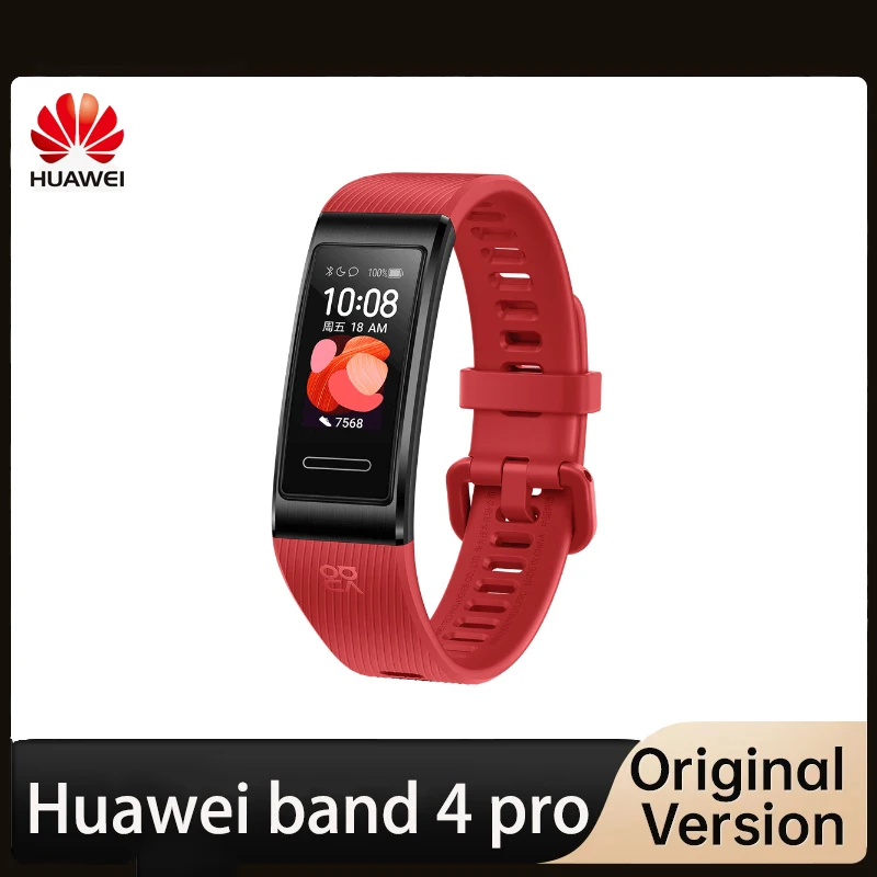 Braccialetto di sonno originale Huawei Band 4 Pro GPS Smart Band con cornice in metallo Touchscreen a colori ossigeno nel sangue nuoto sensore di frequenza cardiaca