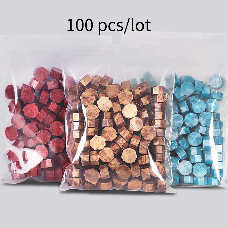 

100pcs Retro Octagon Sealing Wax Beads Wax Seal Stamp Beaded for Wedding Vintage Craft Decor Card Making Tools