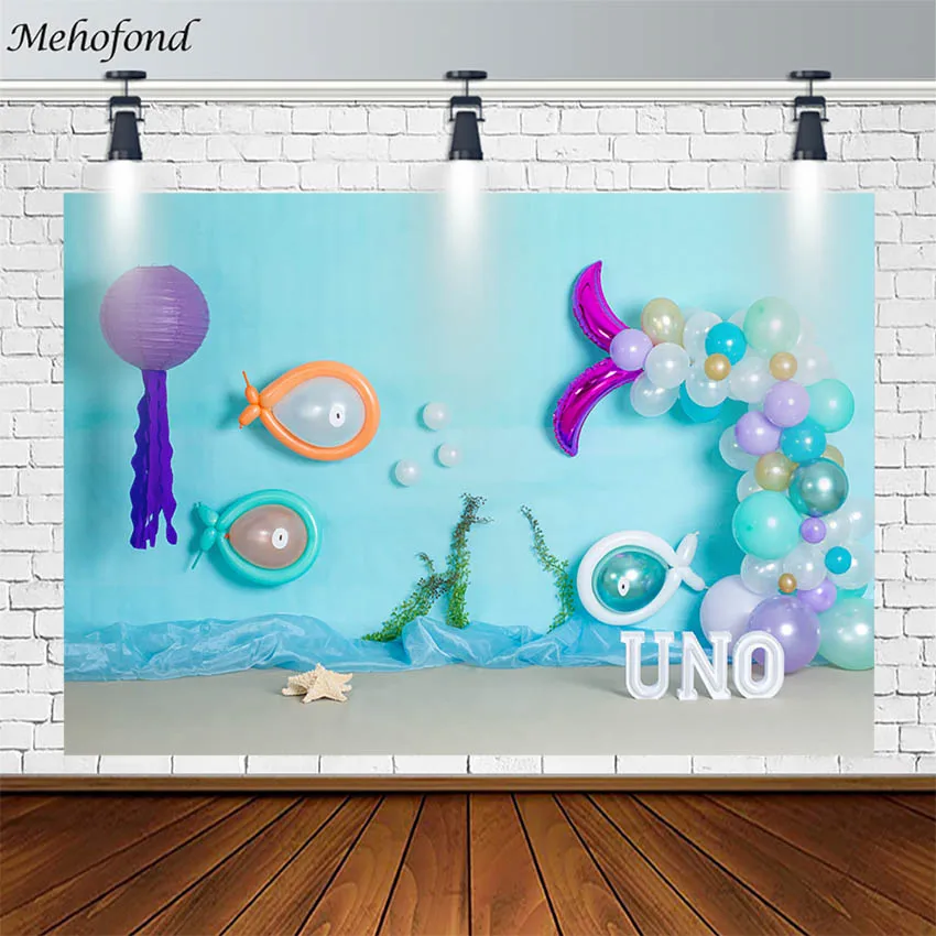 

1st Happy День рождения фон подводный мир водорослей рыбы жемчуг фотография фон для фотостудии фон для фотосъемки с декорацией задние планы для...