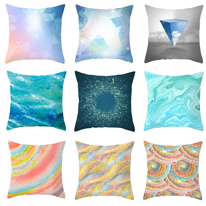 

Cushion Cover Abstract Oil Painting Pillowcases for Sofa Bed Decorative Throw Pillows Covers Peach Skin Soft Home Decor 45*45cm