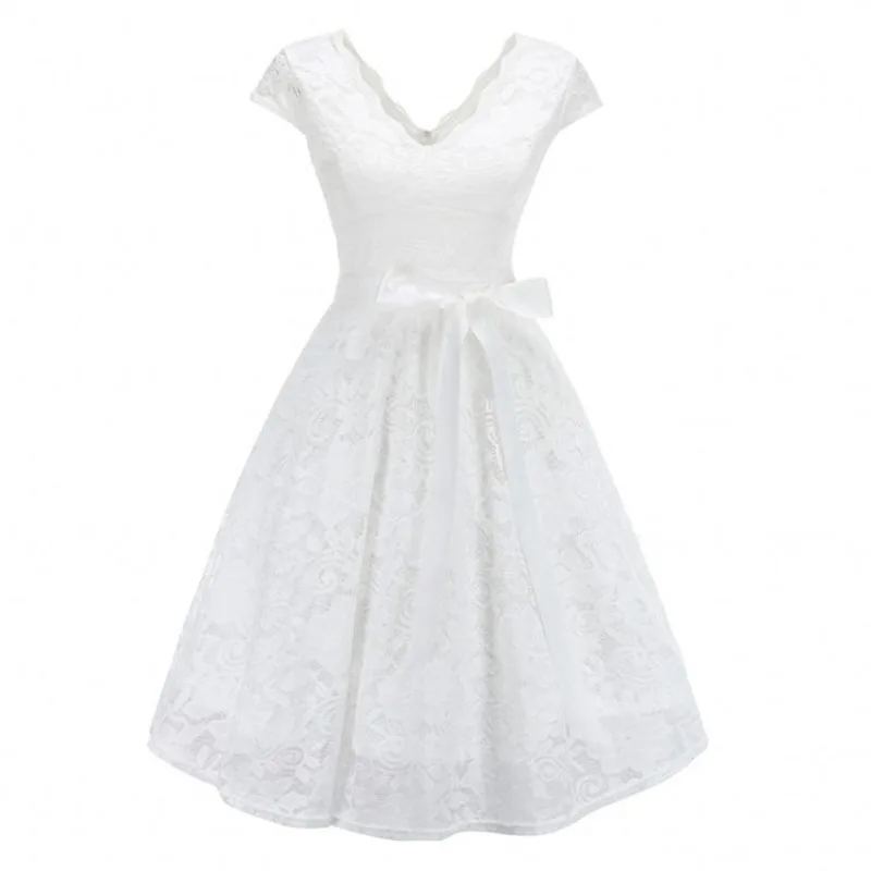 Женское платье женское Коктейльное Летнее кружевное с короткими рукавами ретро