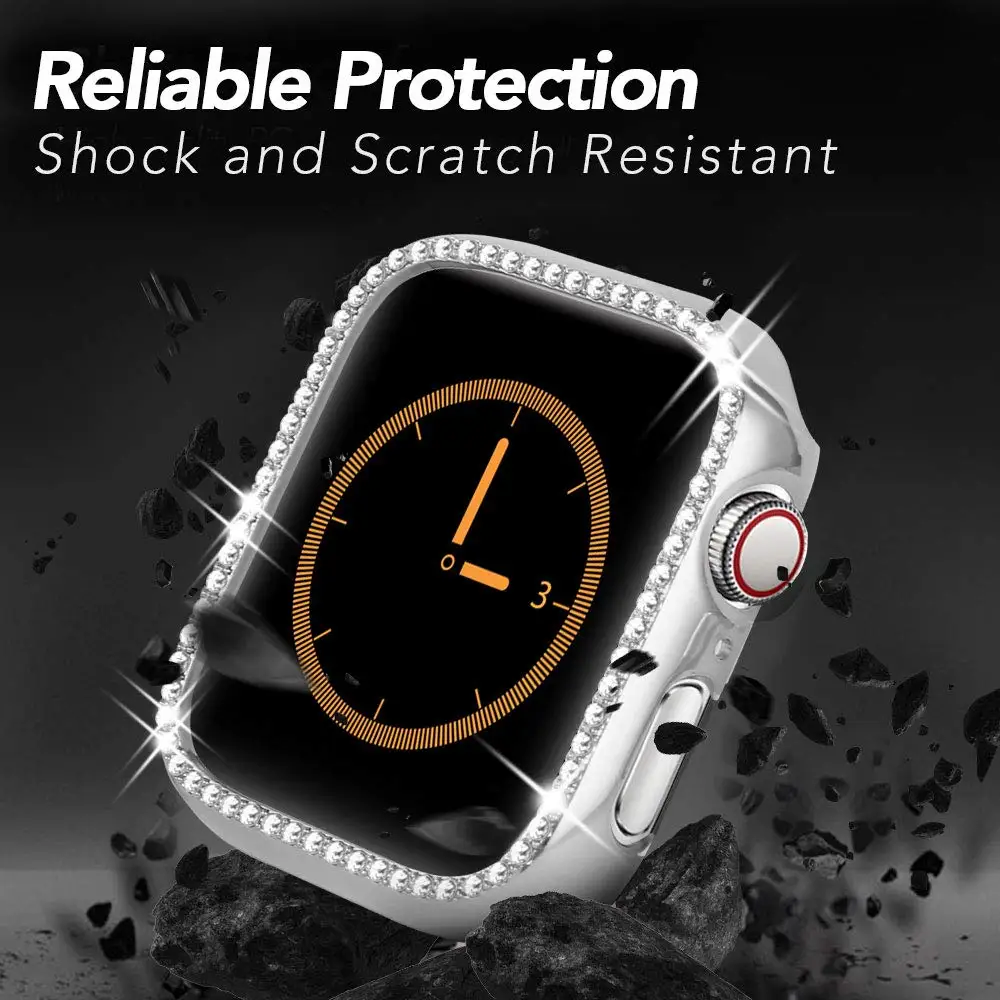 Чехол со стразами для apple watch Series 4 5 40 мм/44 мм iWatch, защитный чехол для экрана, чехол для apple Watch 38 мм/42 мм