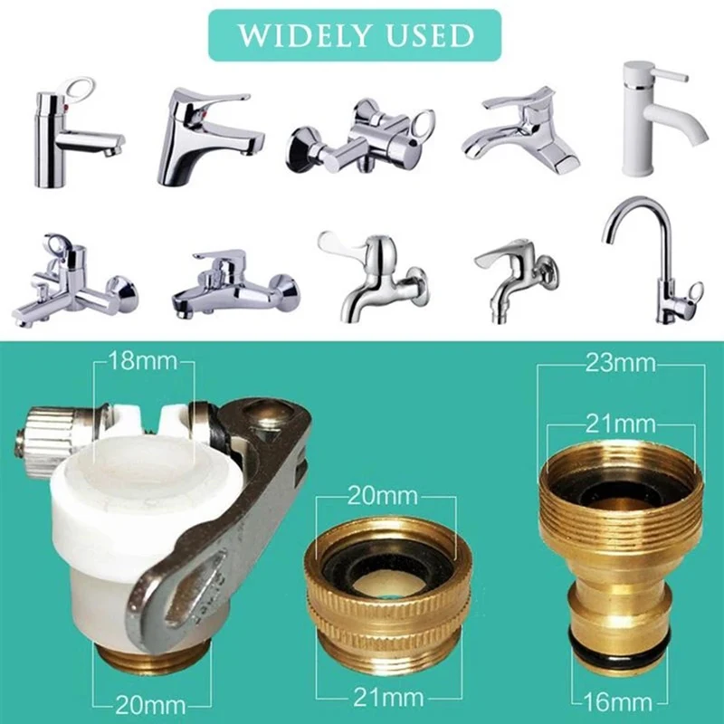 

Hot Universal 3-In-1 Brass Hose Tap Connectors Set Vintage Faucet Adapter Washing Machine Quick Connector D6