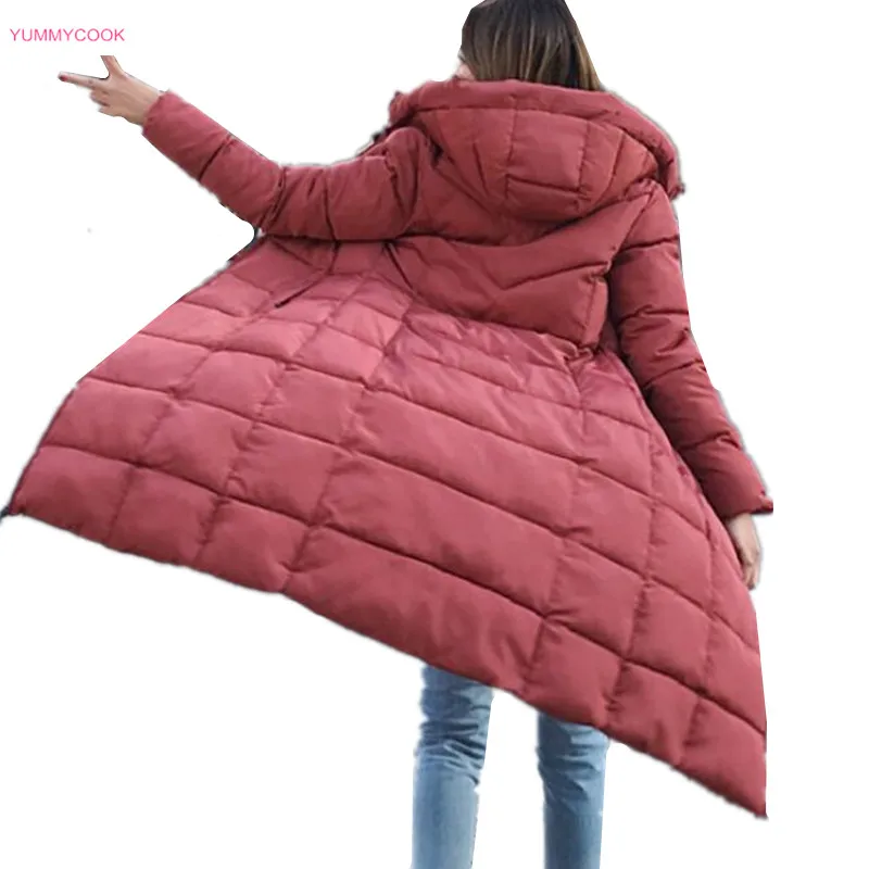 Парки зимняя куртка 2019 женские большие размеры Тонкий с капюшоном легкое длинное