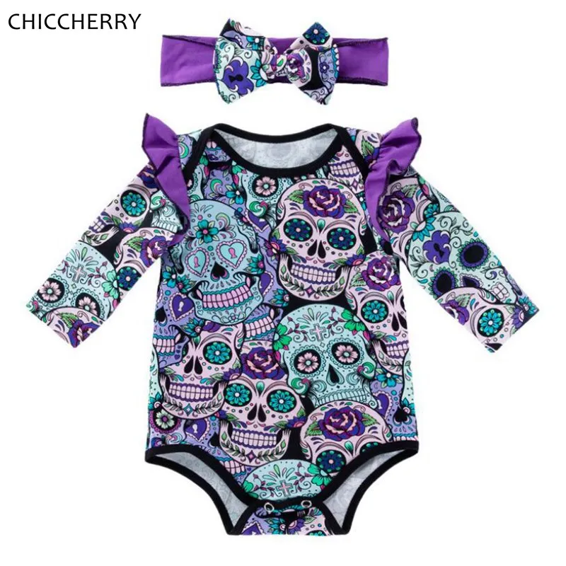 Мексиканский череп Детский костюм для девушки хеллоуина Bebe боди повязка на