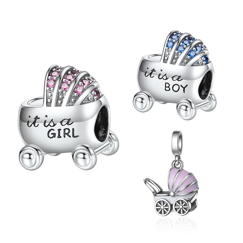 

Fine Diy Beads Baby Boy and Girl Carriage Charms Collection Silver Color 925 Fit Authentic European Bracelet Jewelry Gift