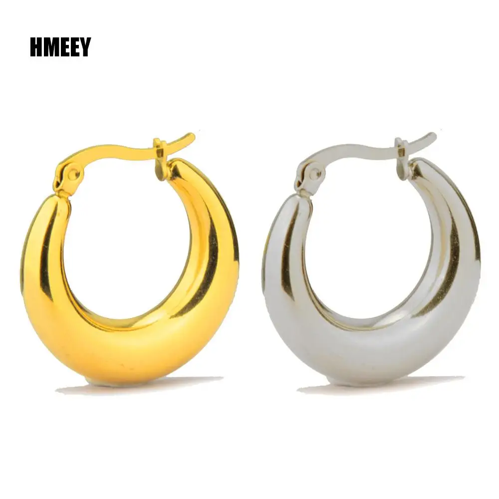 

Hmeey New Style 2020 Wholesale smooth Exquisite Big Circle Hoop Earrings for Women Girl Wedding Party Stainless Steel Jewelry