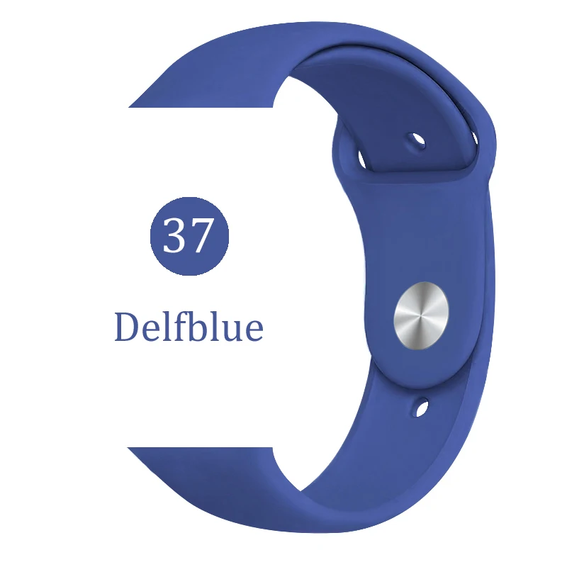 Мягкий силиконовый сменный спортивный ремешок для Apple Watch 5 4 3 2 1 38 мм 42 мм ремешок для часов Iwatch series 4 40 мм 44 мм - Цвет ремешка: 37 Delft Blue