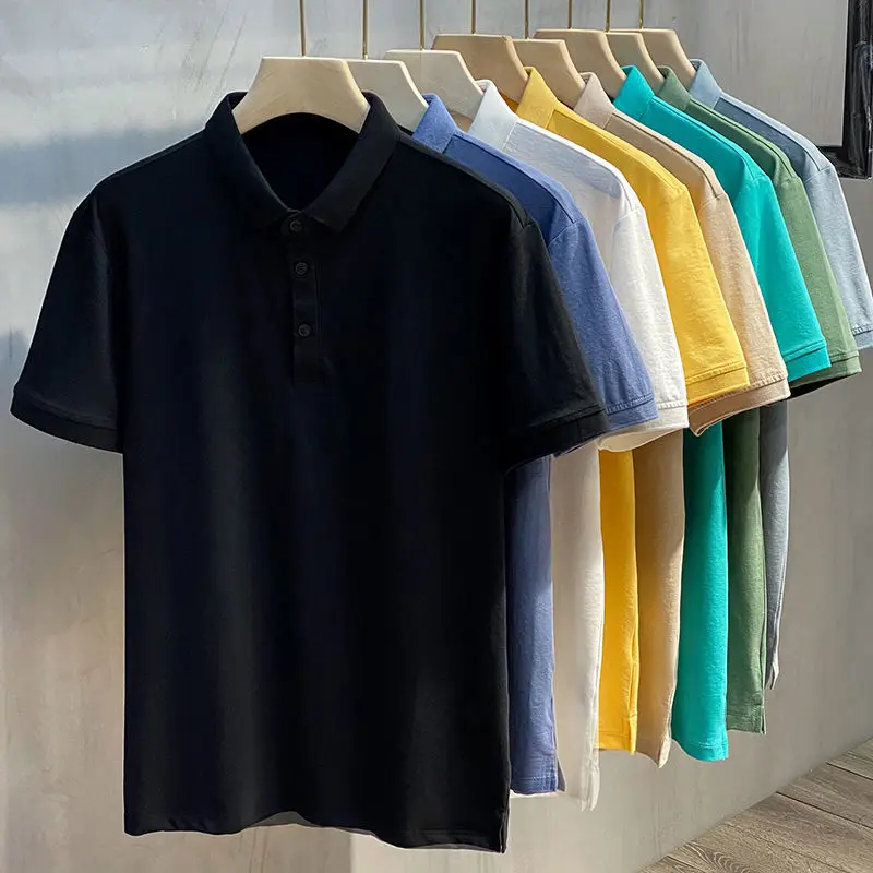 

Men's 2021 solid color Polo Shirt Short sleeve t-shirt men's summer wear Lapel slim flow 2021 NEW