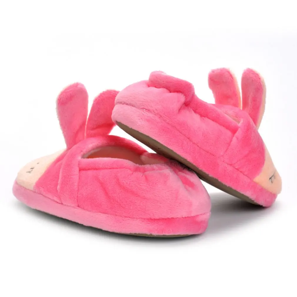 Winter Children's Cotton Slippers Cartoon Pink Bunny Floor Shoes Baby Indoor | Мать и ребенок