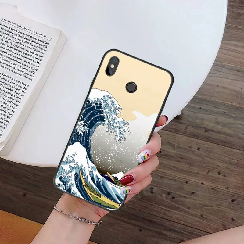

Wave Art Japanese Green Illust Phone Case For Xiaomi Redmi note 7 8 9 t max3 s 10 pro lite Luxury brand shell funda coque