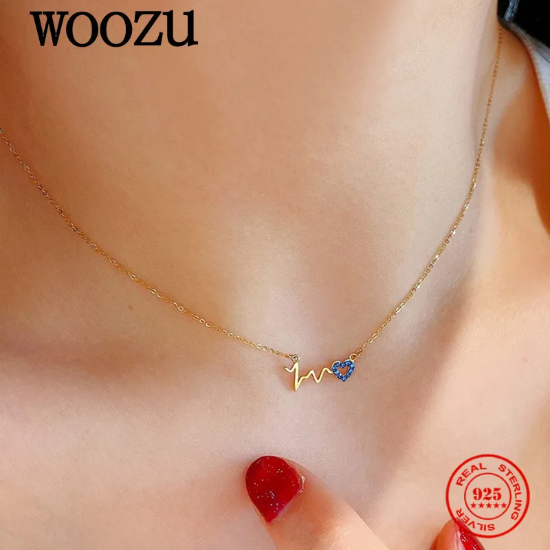 WOOZU 14k позолоченный 925 стерлингового серебра Sweet Love (Сладкая любовь) Сердце синий