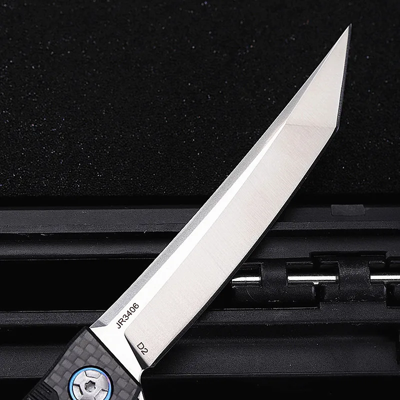 Murah Baru Gratis Pengiriman Outdoor Tempur Taktis D2 Baja Pisau Lipat Self-Pertahanan Survival Camping Fiber Portable Berburu Pisau