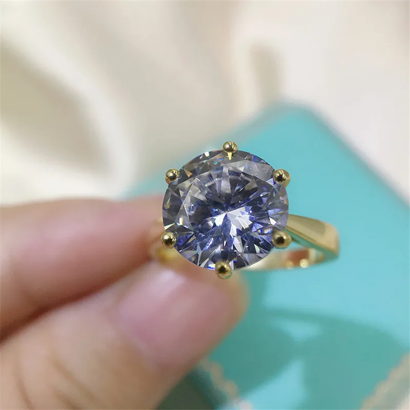

ANZIW Fashion 925 Sterling Silver Round Solitiare Ring Wedding Engagement Bridal Rings For Women Party Lover Rings Jewelry Gifts