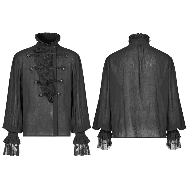 Мужская рубашка в стиле панк готический стиль великолепная парадная с разрезом