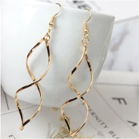 zdmxjl 2020 new womens simple spiral curved long drop earrings for women wave design fashion bride wedding jewelry earrings