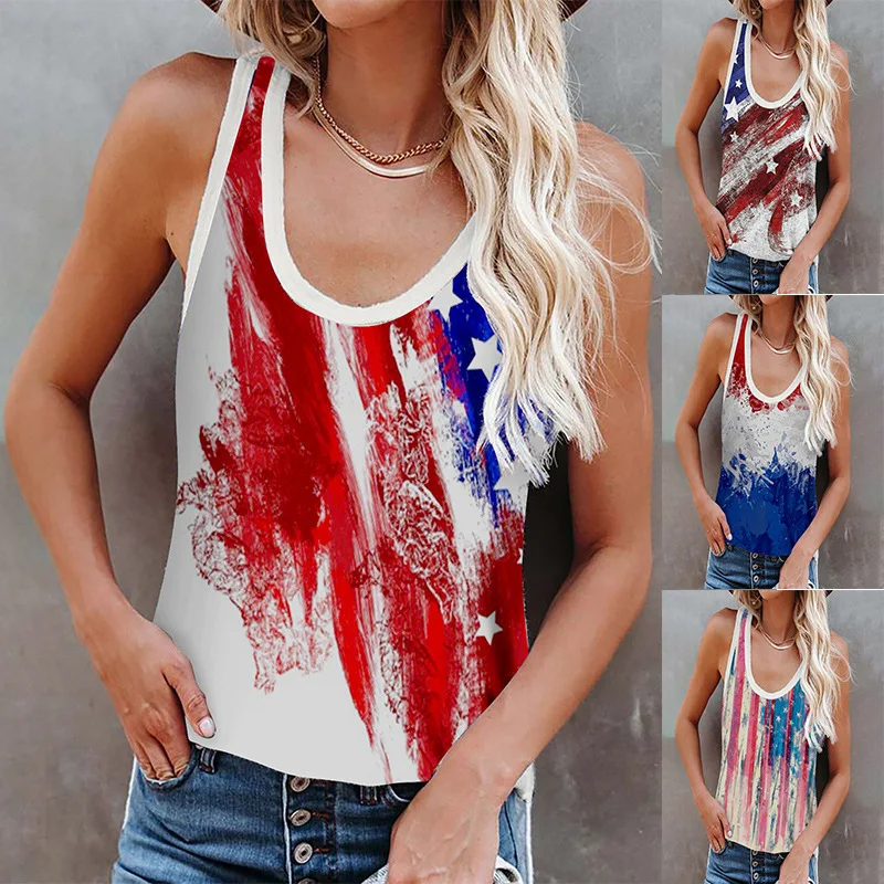 

Women T-Shirt Summer Sleeveless Tank Top Fashion Tie-Dye Printed T-Shirt Oversized S-5XL Casual Beach Loose Tops Lady Streetwear