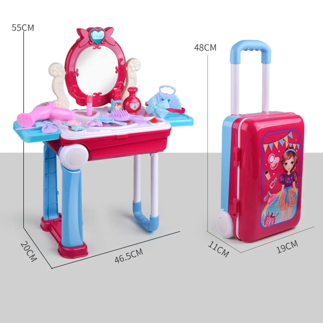 14 шт. детский макияж комплект для ролевых игр туалетный столик чемодан игрушки