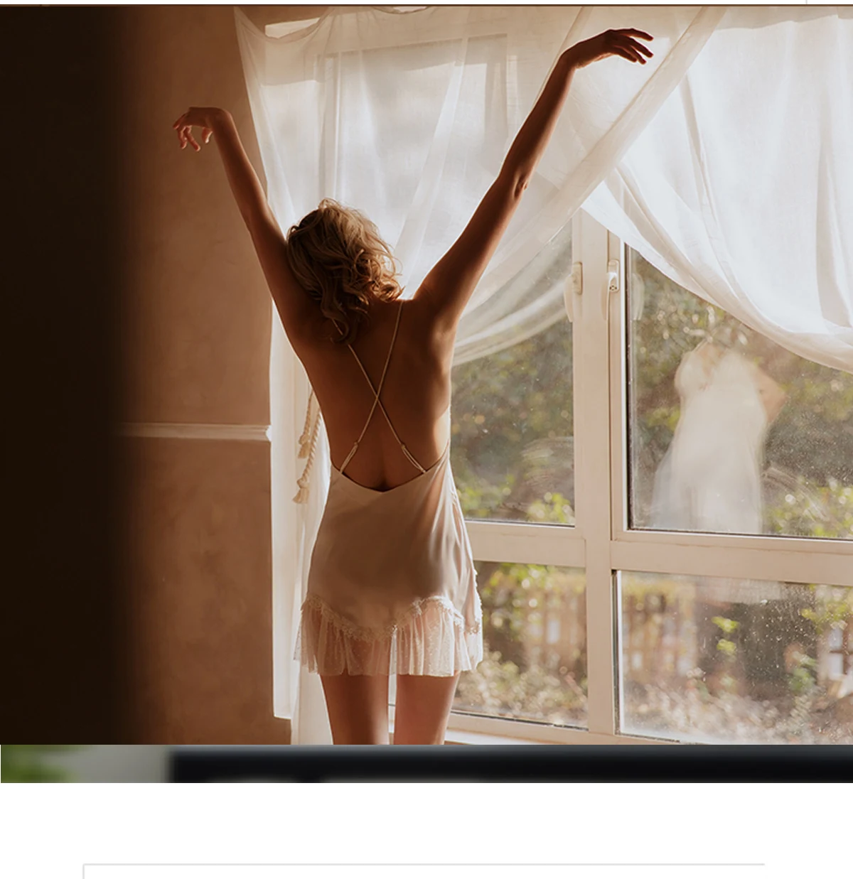 

Silky Gauze Floral Nightgowns Sexy Lingerie Ice Silk Lace Back Strap Cross Nightdress Women Sleepwear Nightshirt White Pink