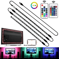 4 x 50cm usb 5v rgb led strips lights 5050 stripe ribbon with remote control backlight tape lamp for teenager room pc decoration