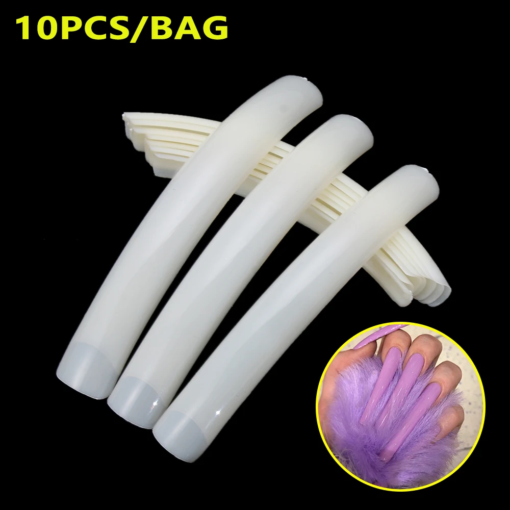 10 шт./упак. удлиненные ногтей маникюр накладные ногти советы белый натуральный