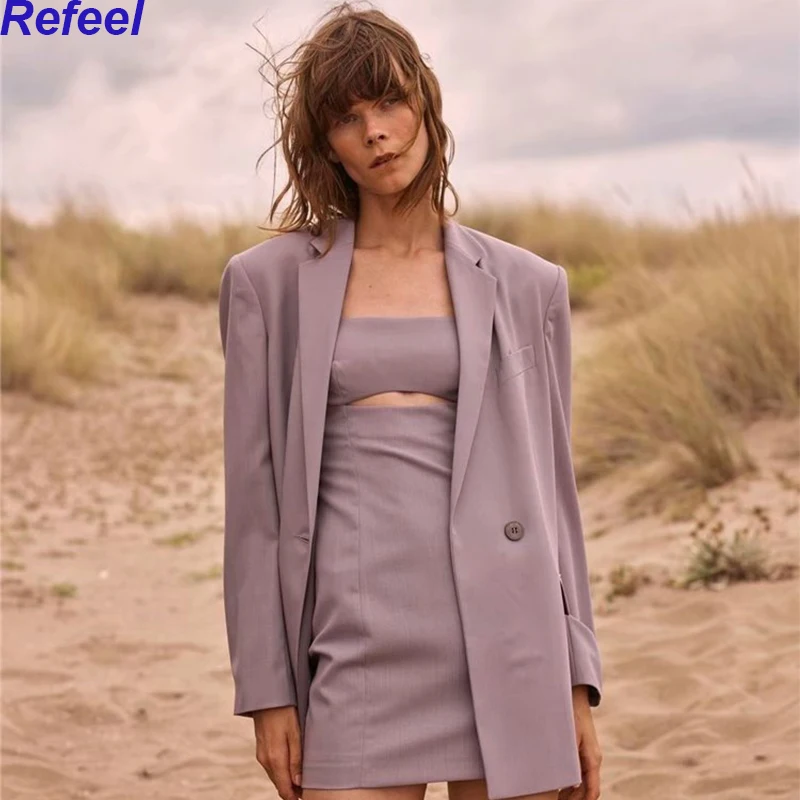 

Women New Fashion Single Button Large profile Blazer Coat Vintage Long Sleeve Female Outerwear Chic Femme Vestidos