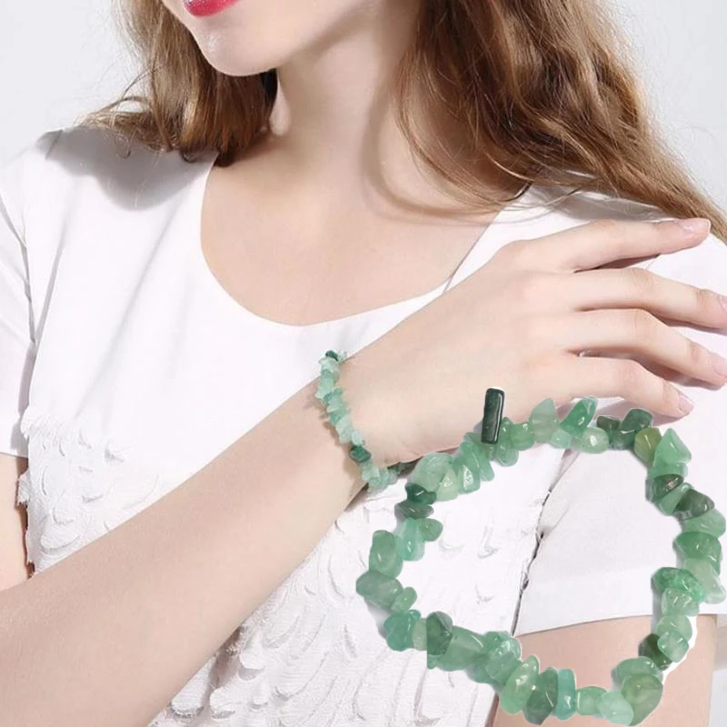 

Natural Pink Quartz Crystal Stone Chip Beads Bracelet Stretch Beaded Bracelets for Women Men Unisex Jewelry