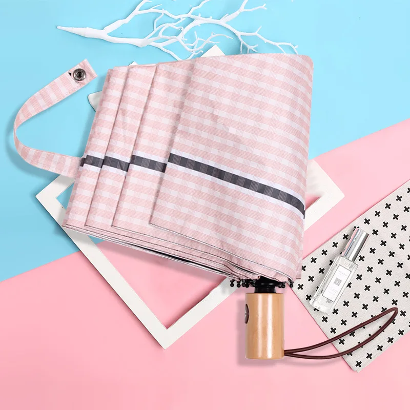 Складной автоматический зонт Женский солнцезащитный Зонт с черным покрытием