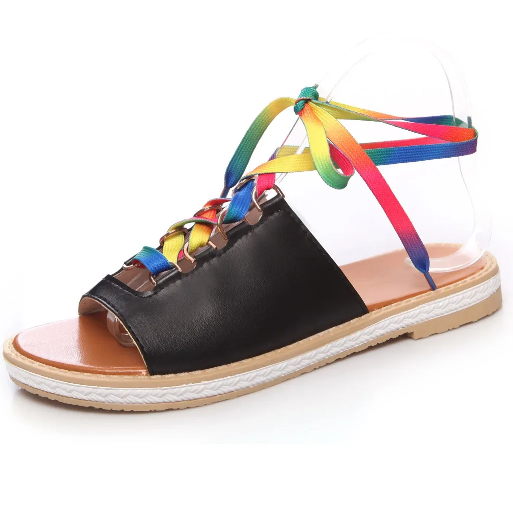 

New Sandals For Women 2020 Bohemian Flat Low Heels Lace Up Women Sandals Summer Shoes Beach Shoes sandalia feminina Drop 12