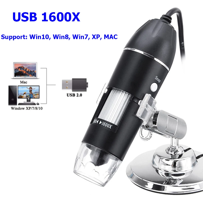 1000x / 1600x светодиодный USB цифровой микроскоп Эндоскоп камера микроскопия для