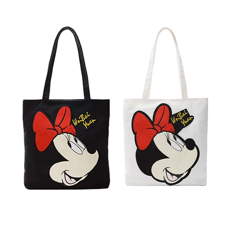 Холщовая женская сумка на одно плечо с изображением Микки и Минни Маус|Плюшевые