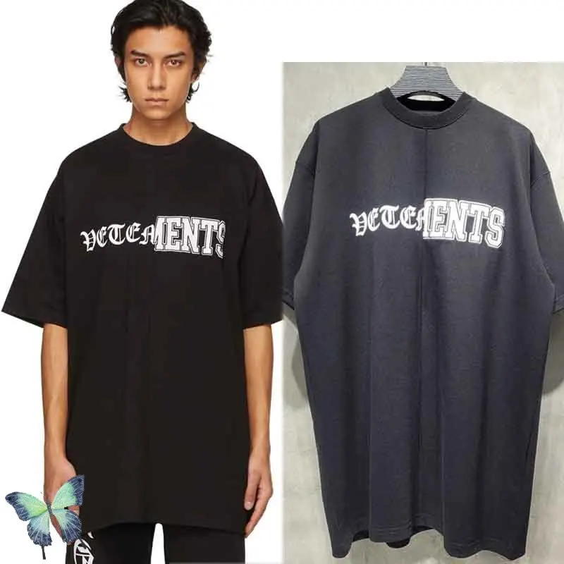 

Vetements Patchwork T-shirt Top Quality Back Embroidery Logo Vetements T Shirt Men Women VTM Tops
