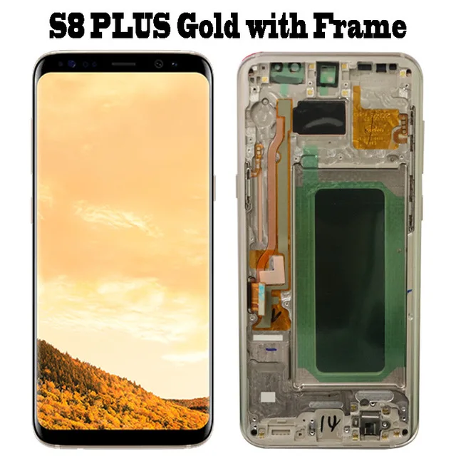 S8 Plus Gold frame Супер AMOLED S8 ЖК-дисплей с рамкой для SAMSUNG Galaxy S8 G950 G950F дисплей S8 Plus G955 G955F сенсорный экран дигитайзер - Цвет: S8 Plus Gold frame