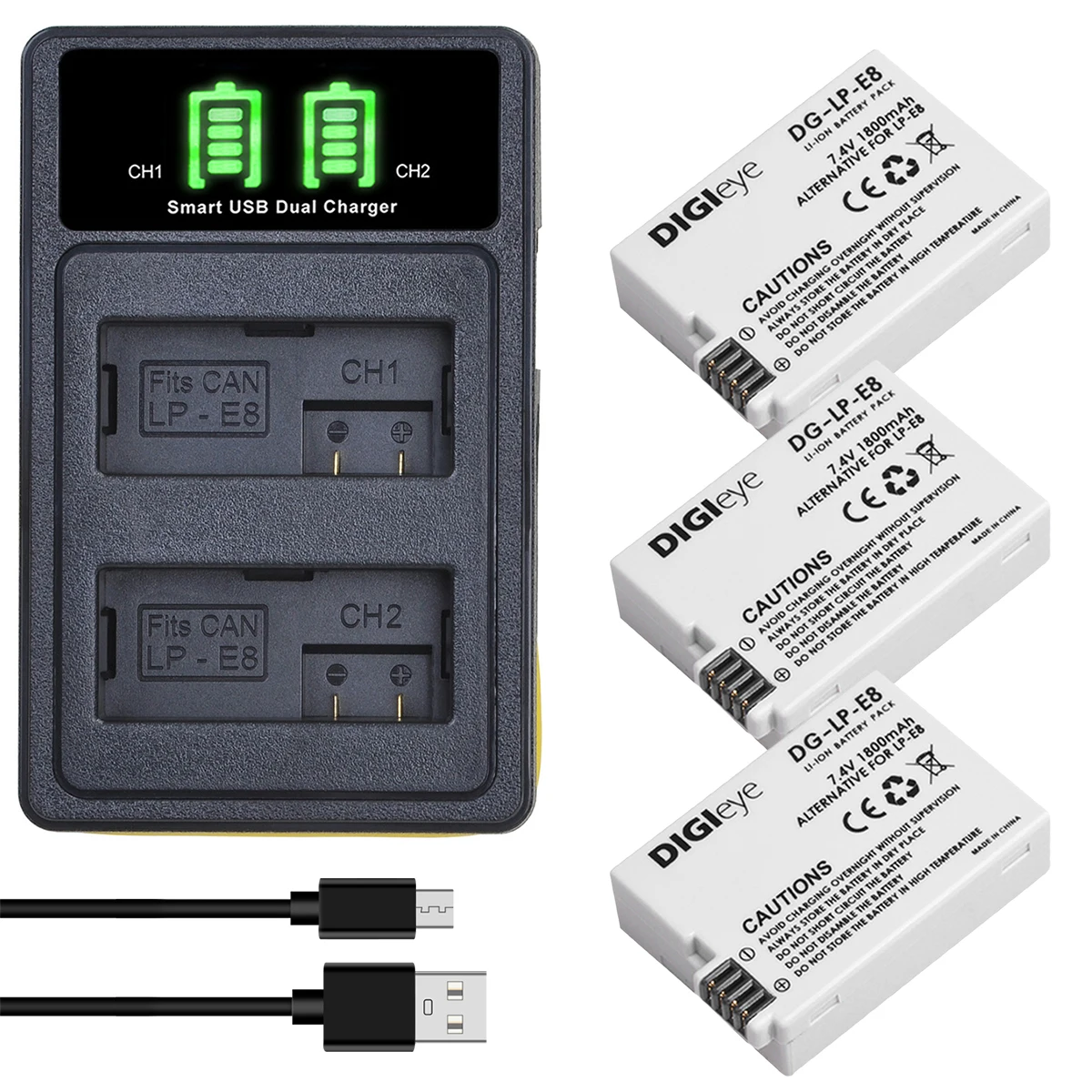 

Аккумуляторная литий-ионная батарея 1800 мАч, двойное зарядное светодиодный для Canon EOS 550D 600D 650D 700D X4 X5 X6i X7i T2i T4i