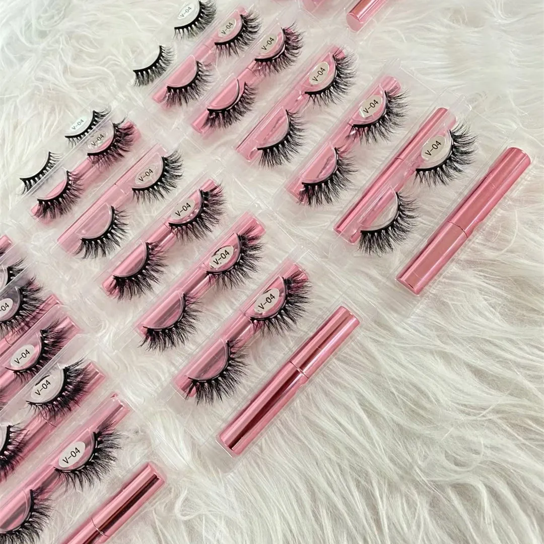 

3D Mink Magnetic Eyelashes With Eyeliner Waterproof Long Lasting 5 Magnets Magnetic Lashes in Bulk Private Label Packaging Box
