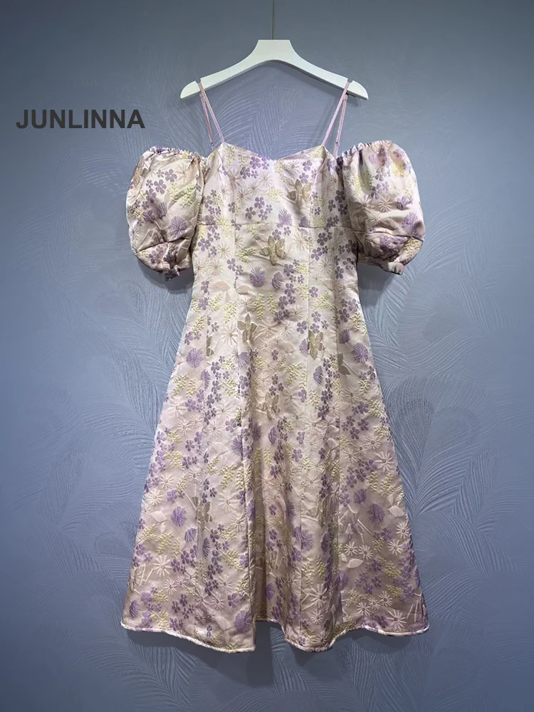 

JUNLINNA жаккардовое женское вечернее Клубное платье, сексуальные платья на бретельках с открытыми плечами и коротким рукавом, весенние и летн...