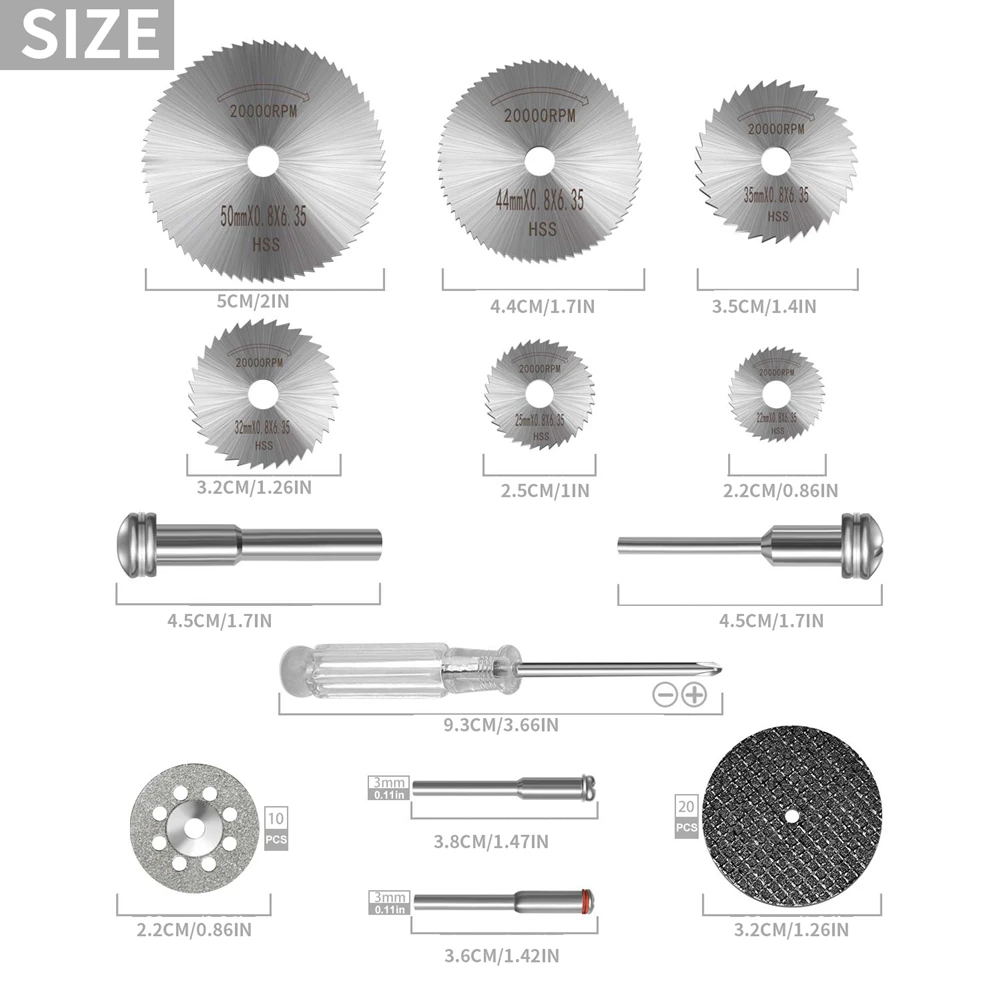 

44pcs HSS Mini Circular Saw Blade Set Cut-Off Wheels Drill Diamond Cutting Discs Tool Accessories for Metal Cut Grinding Wheels