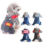 Джинсовый комбинезон для домашних животных, толстовка в клетку, комбинезон для маленьких и средних собак, джинсовая одежда для чихуахуа, ковбойская одежда на четыре лапы