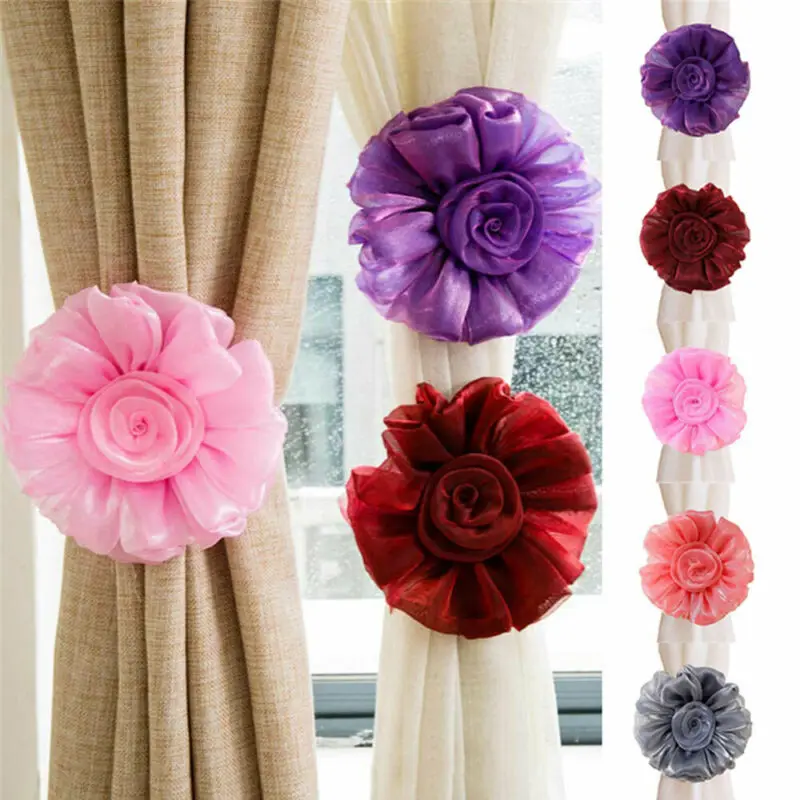 2 Pcs Window Curtain Flower Shape Tie Back Holder Home Decorations Decor 6 Colors | Дом и сад
