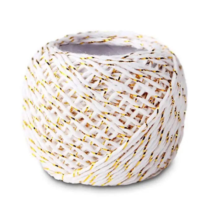 Gold and white 2 мм* 18 м двойной цвет Бейкер веревки витой шпагат хлопок шнур, веревка для ручной работы поставки рождественские украшения подарочная упаковка - Цвет: Gold and white