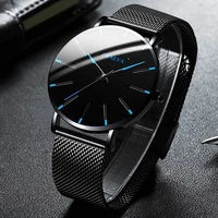 2021 mens minimalist male ultrafine watches simple male business mesh belts of stainless steel watch quartz male clock