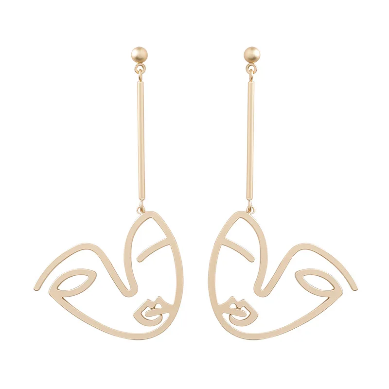 

New Fashion Metal The Abstract Face Earrings Simple Geometric Art Exaggeration Femal Pendientes Accessories Jewelry Oorbellen