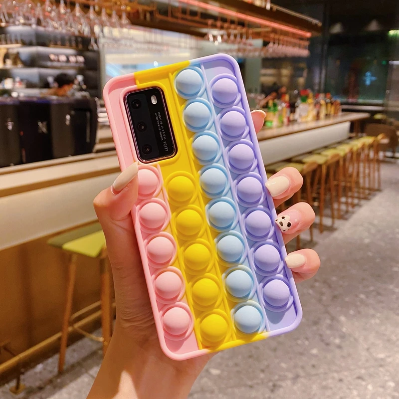 

Reliver Stress Pop It fidget Toys Silicone Case For Huawei P40 P30 Pro Mate 30 40 Honor 20 10 8X 9X 10i 20i Lite NOVA 5T Phone